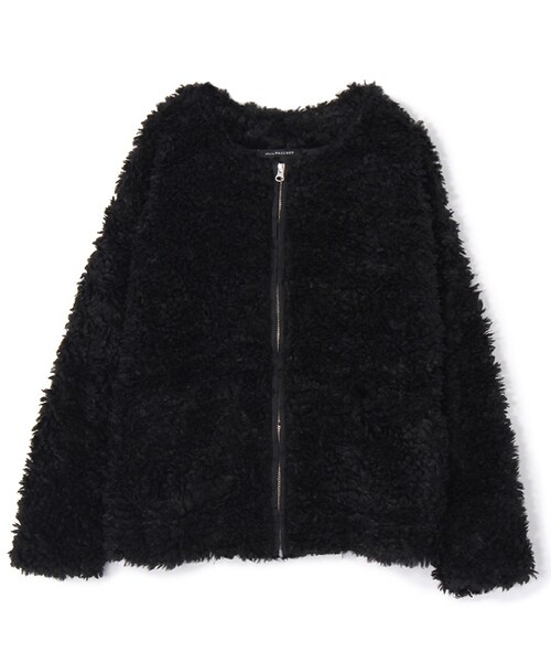 PAGEBOY（ページボーイ）の「モコモコジップジャケット（ジャケット/アウター・レディース・オフホワイト/ブラック/ベージュ/モカ/ピンク）」の2枚目の写真