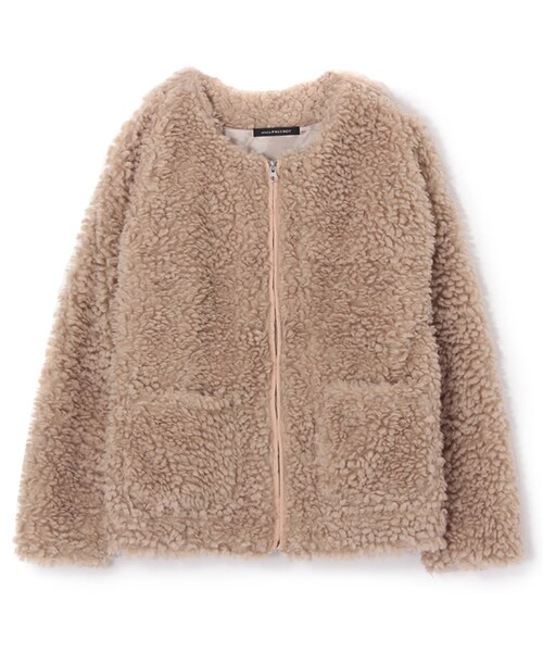 PAGEBOY（ページボーイ）の「モコモコジップジャケット（ジャケット/アウター・レディース・オフホワイト/ブラック/ベージュ/モカ/ピンク）」の4枚目の写真