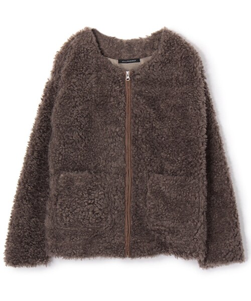 PAGEBOY（ページボーイ）の「モコモコジップジャケット（ジャケット/アウター・レディース・オフホワイト/ブラック/ベージュ/モカ/ピンク）」の3枚目の写真