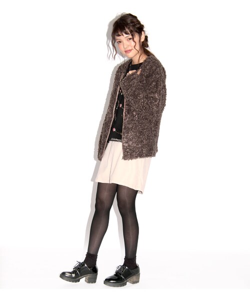 PAGEBOY（ページボーイ）の「モコモコジップジャケット（ジャケット/アウター・レディース・オフホワイト/ブラック/ベージュ/モカ/ピンク）」の15枚目の写真