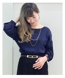 laboratory work | ネックレス付きサテンボリューム袖ブラウス(トップス)