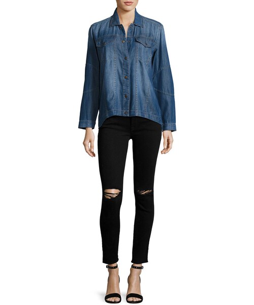 DL1961 (-)の「DL1961 Premium Denim Margaux Instasculpt Skinny Ankle Jeans with Ripped Knees, Rattlesnake(デニムパンツ・レディース・Black・27/28/29/31/32)」の2枚目の写真