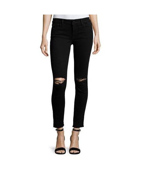 DL1961 (-)の「DL1961 Premium Denim Margaux Instasculpt Skinny Ankle Jeans with Ripped Knees, Rattlesnake(デニムパンツ・レディース・Black・27/28/29/31/32)」の1枚目の写真