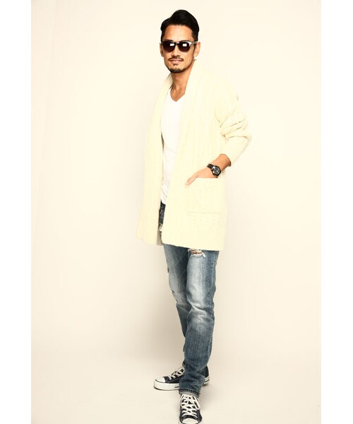 THE STRAND(ストランド)の「THE STRAND(ストランド)【メンズ】ウールニットガウン(その他アウター・メンズ・ホワイト/ネイビー/グレー・S-M/M-L)」の4枚目の写真