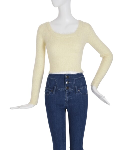 EMODA(エモダ)の「シャギーコンパクトニット(トップス・レディース・ホワイト/ブラック/グリーン/ネイビー・F)」の6枚目の写真