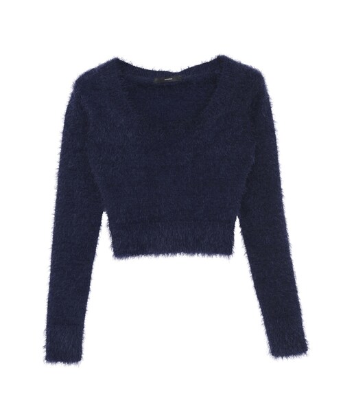 EMODA(エモダ)の「シャギーコンパクトニット(トップス・レディース・ホワイト/ブラック/グリーン/ネイビー・F)」の4枚目の写真