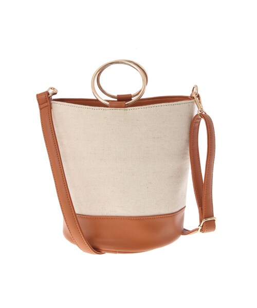 31 Sons de mode（トランテアン　ソン　ドゥ　モード）の「〔2017春 WEB先行販売〕≪新作≫金具バケツバッグ（バッグ・レディース・ベージュ/ブラック・フリー）」の2枚目の写真
