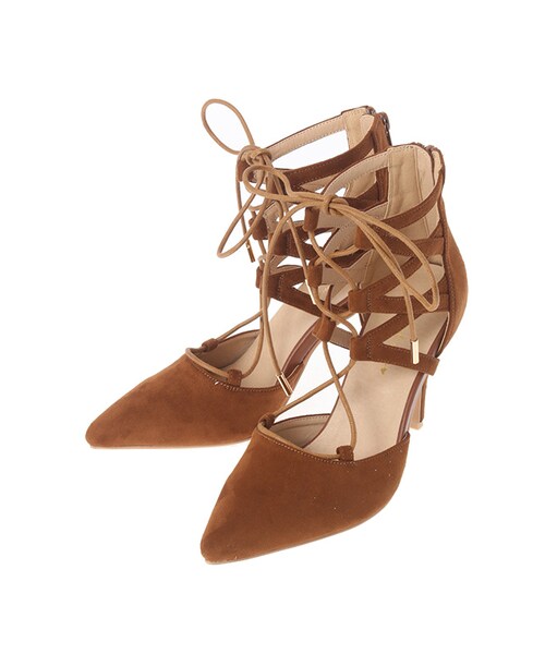 31 Sons de mode（トランテアン　ソン　ドゥ　モード）の「〔2017春 WEB先行販売〕≪新作≫レースアップパンプス（シューズ・レディース・ブラック/キャメル・S/M/L）」の2枚目の写真