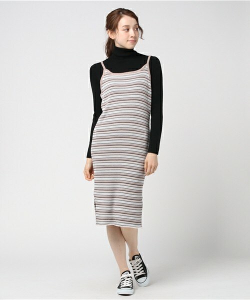 archives（アルシーヴ）の「マルチボーダーキャミワンピース（ワンピース・レディース・グレー/ネイビー/ピンク・MEDIUM）」の3枚目の写真