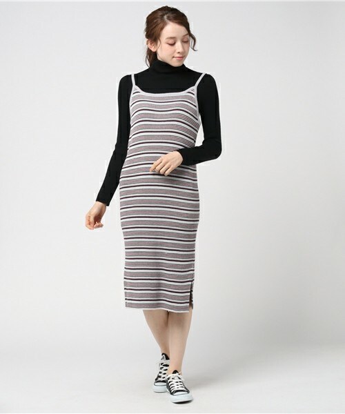 archives（アルシーヴ）の「マルチボーダーキャミワンピース（ワンピース・レディース・グレー/ネイビー/ピンク・MEDIUM）」の4枚目の写真