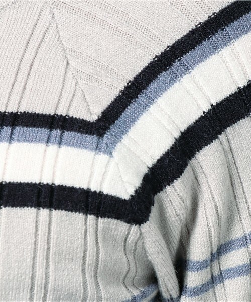 archives（アルシーヴ）の「マルチボーダーオフショルダーニットプルオーバー（ニット/セーター・レディース・グレー/ベージュ/ピンク・MEDIUM）」の11枚目の写真