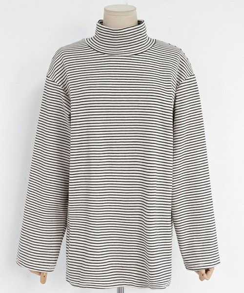 DHOLIC（ディーホリック）の「ハイネックボーダーコットンTシャツ（Tシャツ/カットソー・レディース・FREE）」の2枚目の写真