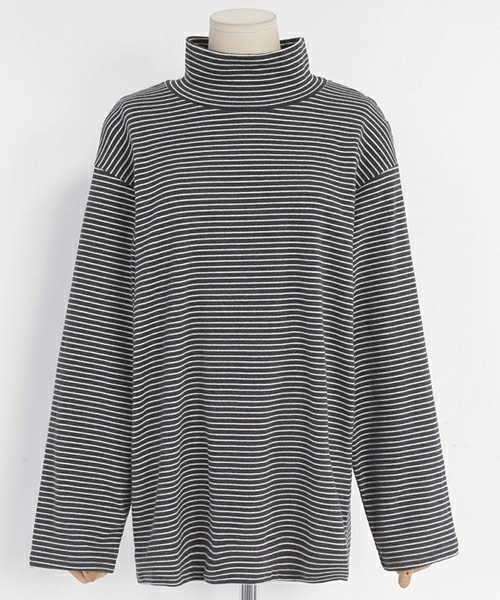 DHOLIC（ディーホリック）の「ハイネックボーダーコットンTシャツ（Tシャツ/カットソー・レディース・FREE）」の3枚目の写真
