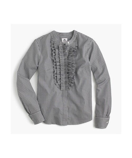 for J.Crew gingham ruffle-front shirt 