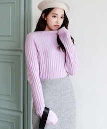 DHOLIC | ラグランスリーブモックネックリブニットプルオーバー(ニット/セーター)