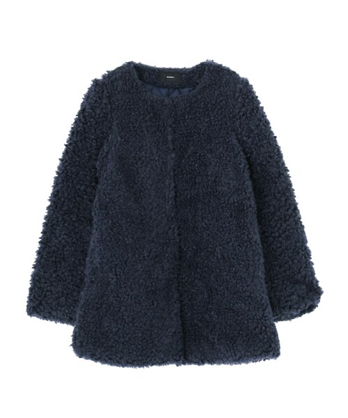 EMODA（エモダ）の「CURLY フェイクファーボリュームコート（ジャケット/アウター・レディース・グレー/ブラック/ネイビー・F）」の3枚目の写真