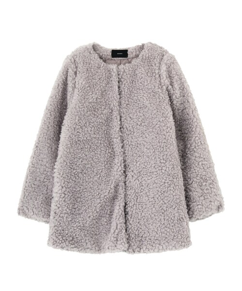 EMODA（エモダ）の「CURLY フェイクファーボリュームコート（ジャケット/アウター・レディース・グレー/ブラック/ネイビー・F）」の2枚目の写真