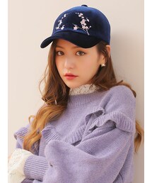 KORMARCH | ベロア素材フラワー刺繍ポイントキャップ(キャップ)