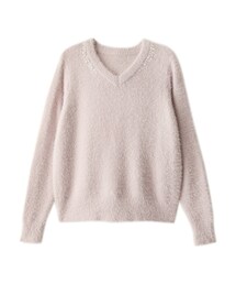 GRL | ビジュー付きVネックフェザーニット(ニット/セーター)