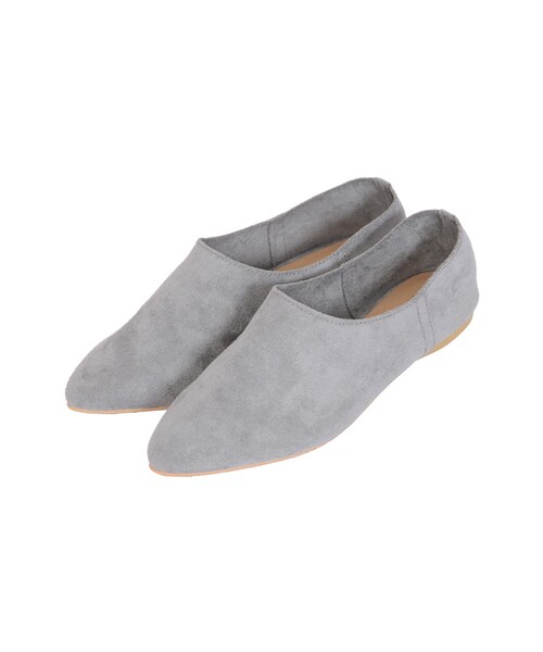 FLOVE（フローブ）の「スエード調バブーシュ（シューズ・レディース・グレー/ブラック/ピンク）」の2枚目の写真