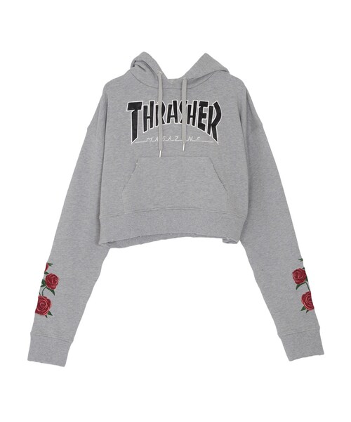 jouetie（ジュエティ）の「THRASHERスリーブフラワーHOODIE（トップス・レディース・オフホワイト/グレー/ブラック/レッド）」の3枚目の写真