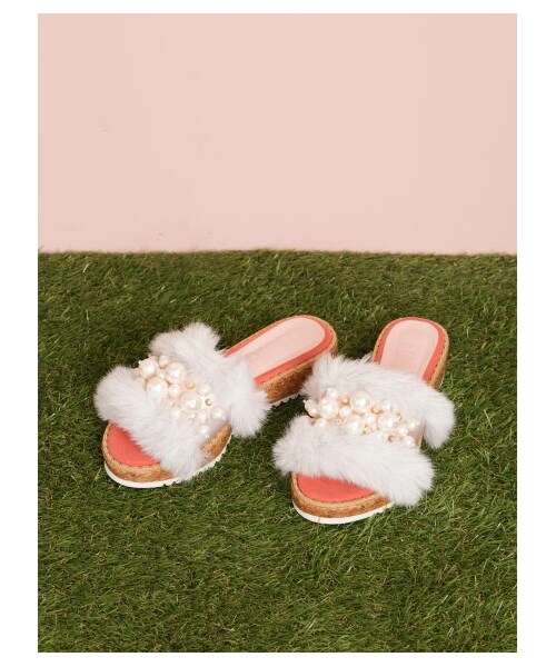FURFUR（ファーファー）の「エコファーパールサンダル（サンダル