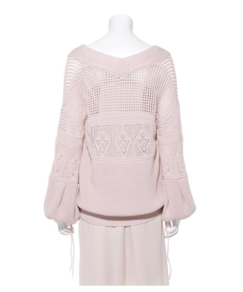 SNIDEL(スナイデル)の「ボリュームスリーブデザインニットプルオーバー(ニット・レディース・OWHT/PNK/NVY・F)」の6枚目の写真