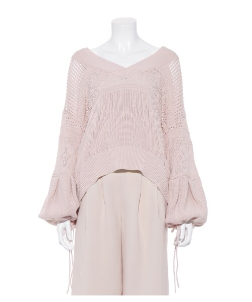 SNIDEL(スナイデル)の「ボリュームスリーブデザインニットプルオーバー(ニット・レディース・OWHT/PNK/NVY・F)」の5枚目の写真