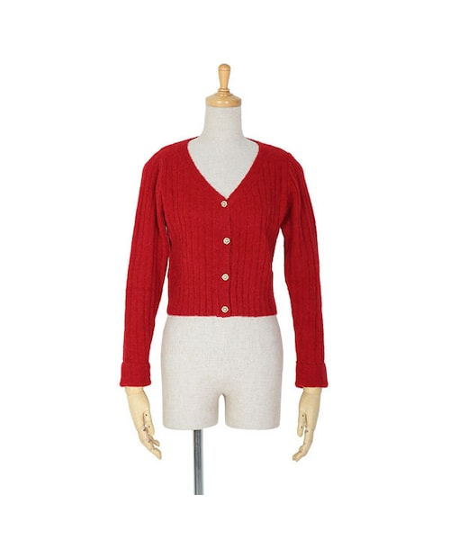 an another angelus（アンアナザーアンジェラス）の「パールビジュー釦リブニットカーディガン/an another angelus（ニット/セーター・レディース・その他）」の3枚目の写真