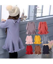 enchante petit | あったか裏起毛バックリボン付フリルデザインフレアワンピース(ワンピース)