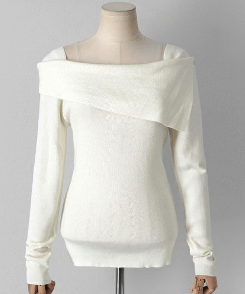 DHOLIC（ディーホリック）の「アンバランスボートネックスリムニットTシャツ（Tシャツ/カットソー・レディース・FREE）」の2枚目の写真