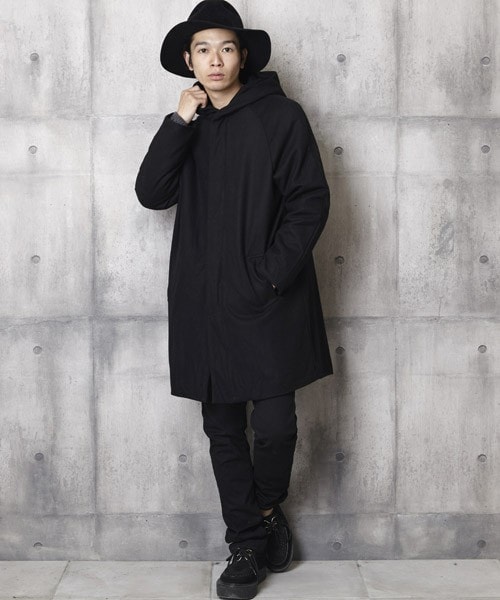 unrelaxing（アンリラクシング）の「メルトン比翼フードロングコート（チェスターコート・メンズ・ブラック/グレー/ベージュ/ネイビー・SMALL/MEDIUM/LARGE）」の17枚目の写真