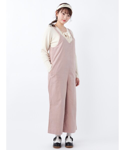 w closet(ダブルクローゼット)の「コーデュロイワイドオールインワン(オールインワン・サロペット・レディース・アイボリー/ピンク/グレージュ・FREE)」の14枚目の写真