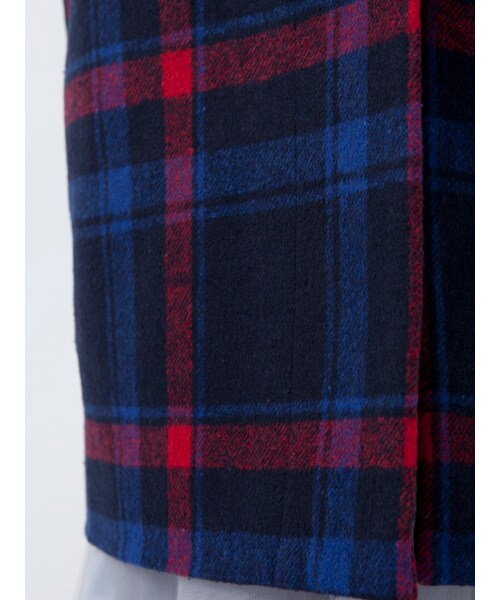 w closet(ダブルクローゼット)の「起毛チェックオープンカラーコート(ジャケット/アウター・レディース・Sピンク/ネイビー・FREE)」の10枚目の写真