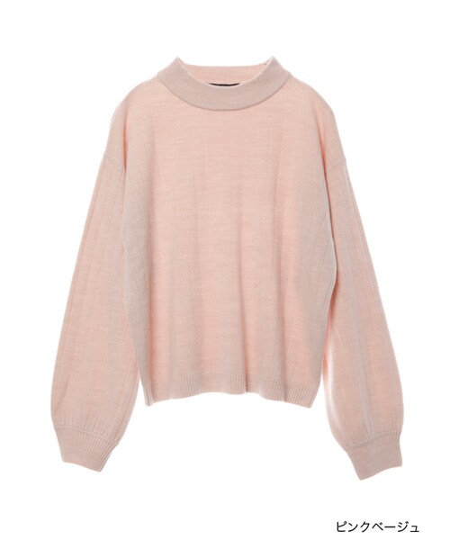 w closet(ダブルクローゼット)の「ワイドリブハイネックプルオーバー(トップス・レディース・ピンクベージュ/ラベンダー/サックス/ブラック・FREE)」の4枚目の写真