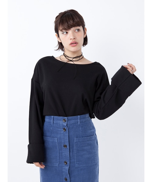 w closet（ダブルクローゼット）の「2wayチョーカー付きボリューム袖プルオーバー（トップス・レディース・Dピンク/カーキ/レンガ/ブラック・FREE）」の6枚目の写真