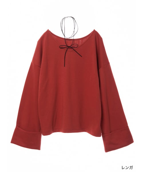 w closet（ダブルクローゼット）の「2wayチョーカー付きボリューム袖プルオーバー（トップス・レディース・Dピンク/カーキ/レンガ/ブラック・FREE）」の4枚目の写真