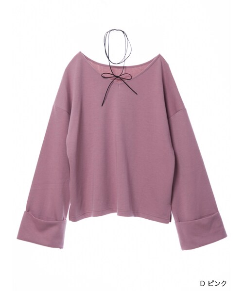 w closet（ダブルクローゼット）の「2wayチョーカー付きボリューム袖プルオーバー（トップス・レディース・Dピンク/カーキ/レンガ/ブラック・FREE）」の3枚目の写真