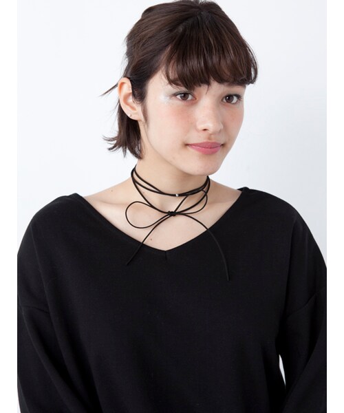 w closet（ダブルクローゼット）の「2wayチョーカー付きボリューム袖プルオーバー（トップス・レディース・Dピンク/カーキ/レンガ/ブラック・FREE）」の9枚目の写真