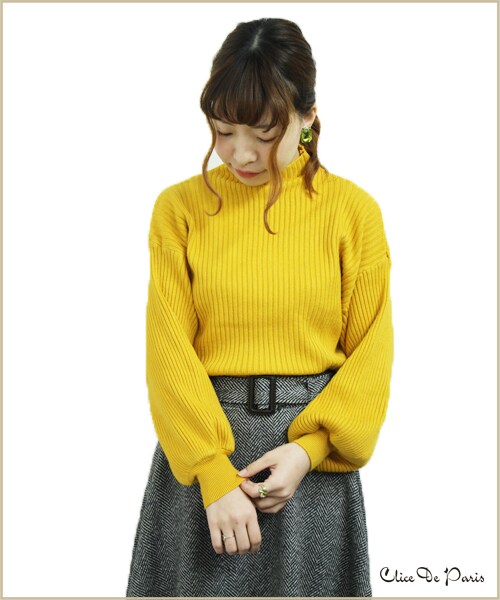 paravion（パラビオン）の「Ｋ/袖ボリュームハイネックニット（トップス・レディース・ブラック/ピンク/イエロー・ワンサイズ）」の10枚目の写真