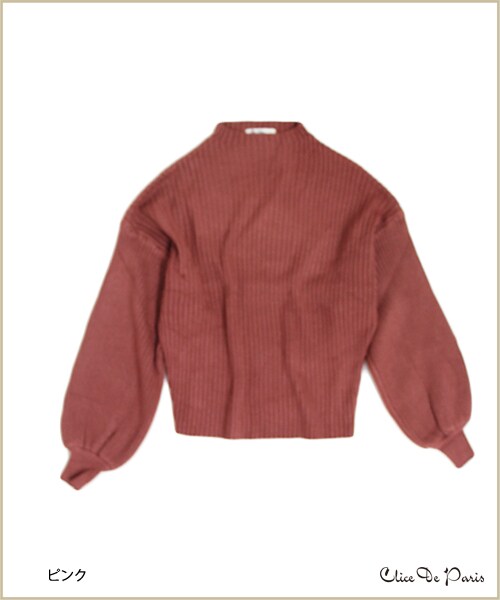 paravion（パラビオン）の「Ｋ/袖ボリュームハイネックニット（トップス・レディース・ブラック/ピンク/イエロー・ワンサイズ）」の2枚目の写真