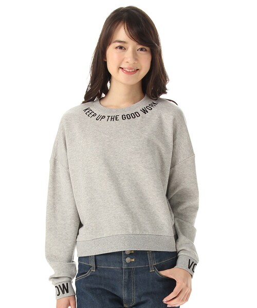 Honeys(ハニーズ)の「ロゴ刺繍プルオーバー(スウェット・パーカー・レディース・オフ/クロ/ピンク/杢グレー・M/L)」の3枚目の写真