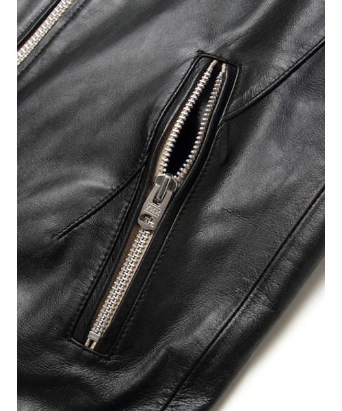 JACKROSE（ジャックローズ）の「ゴートプルアップレザーシングルライダース（ジャケット/アウター・メンズ・ブラック/ネイビー・S/M/L/XL）」の5枚目の写真