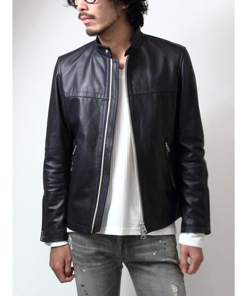 JACKROSE（ジャックローズ）の「ゴートプルアップレザーシングルライダース（ジャケット/アウター・メンズ・ブラック/ネイビー・S/M/L/XL）」の12枚目の写真