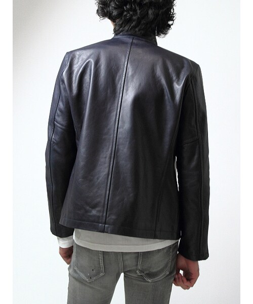 JACKROSE（ジャックローズ）の「ゴートプルアップレザーシングルライダース（ジャケット/アウター・メンズ・ブラック/ネイビー・S/M/L/XL）」の13枚目の写真