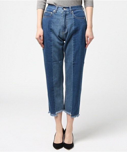 archives（アルシーヴ）の「バイカラーデニム（デニムパンツ・レディース・ブラック/ブルー/サックスブルー・MEDIUM）」の4枚目の写真