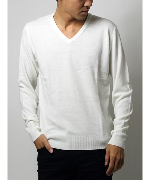 JACKROSE（ジャックローズ）の「カシミヤタッチVネックニット 2016 SALE!!50%OFF!!（トップス・メンズ・ブラック/ホワイト/ワイン/ピンク/ブルー・M/L）」の2枚目の写真