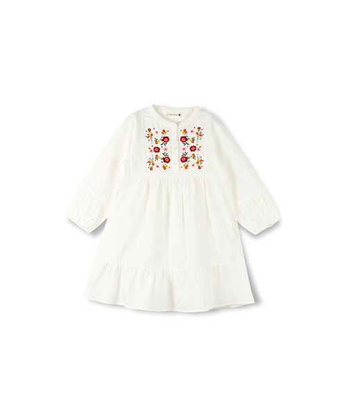 BRANSHES（ブランシェス）の「刺繍入り長袖ワンピース（ワンピース・キッズ・オフホワイト/ピンク・80～150）」の2枚目の写真