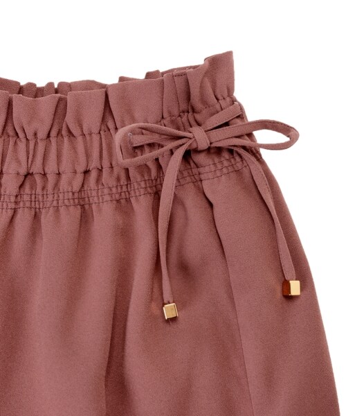 MAJESTIC LEGON（マジェスティックレゴン）の「脇リボンシャーリングワイドパンツ（パンツ・レディース・ブラウン柄/D/ピンク/キャメル/ブラック・S/M/L）」の14枚目の写真