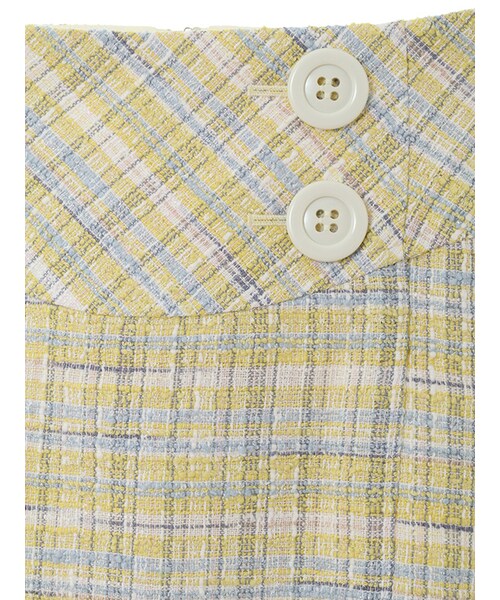 31 Sons de mode（トランテアン　ソン　ドゥ　モード）の「ボタン付ツイード台形スカート（スカート・レディース・ネイビー/イエロー・36/38）」の3枚目の写真